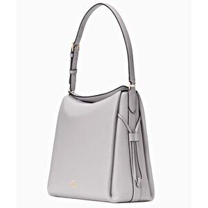 New Kate Spade Dumpling Large Shoulder Bag Pebble Leather Mountain Grey